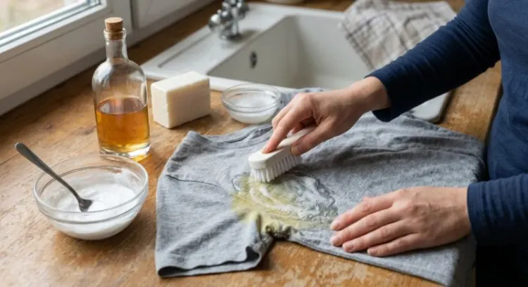 Enlever les taches jaunes de déodorant : vinaigre et bicarbonate