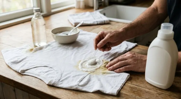 Enlever les taches jaunes de déodorant : vinaigre et bicarbonate