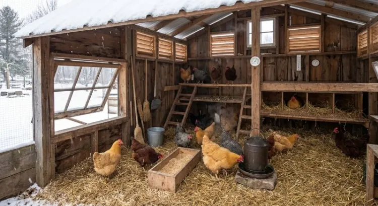 Aménager un poulailler pour l'hiver : ventilation, isolation, litière